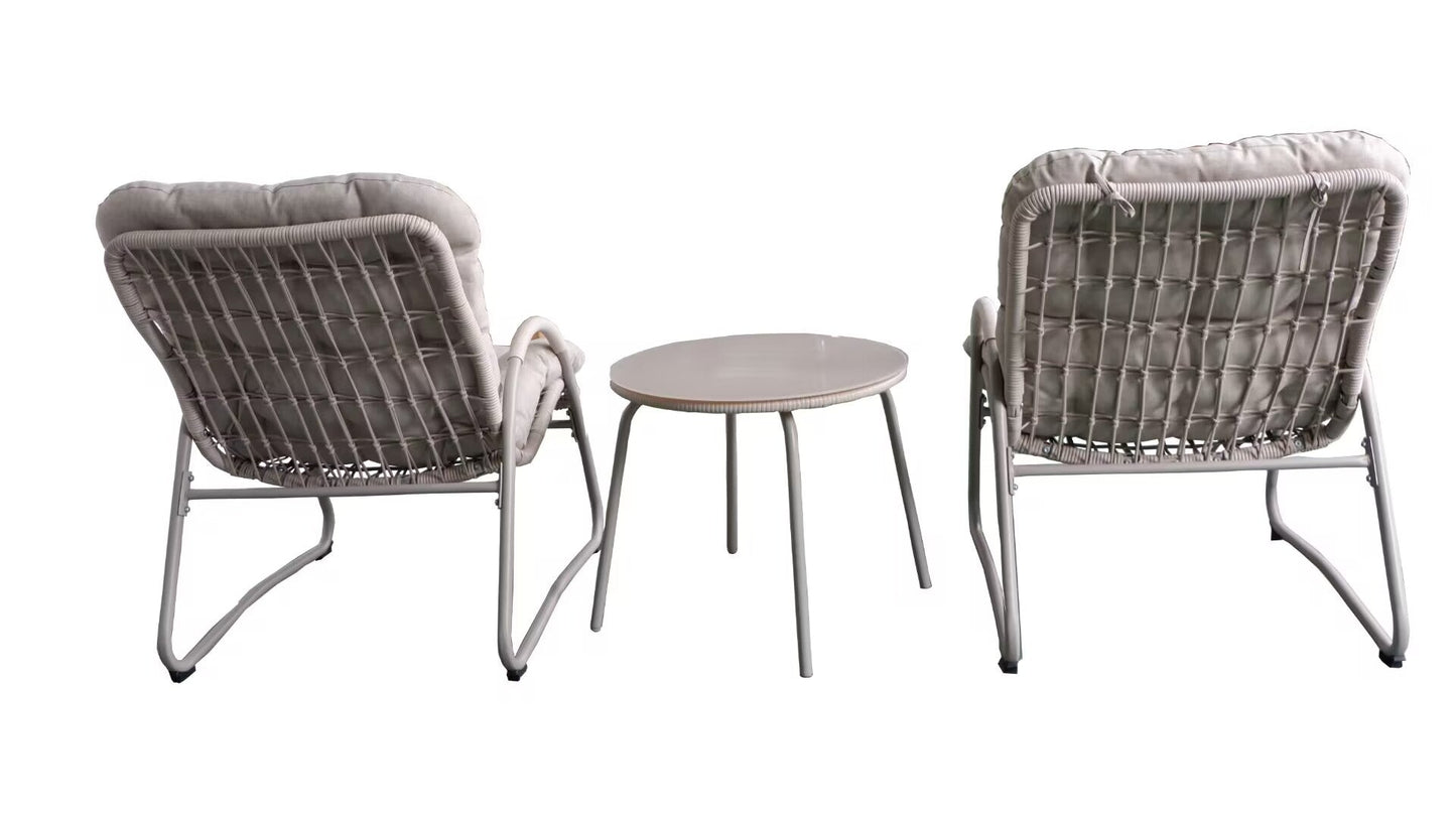 Outdoor Iron and Wicker Three Piece Patio Set