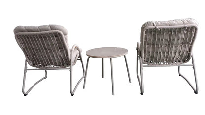 Outdoor Iron and Wicker Three Piece Patio Set