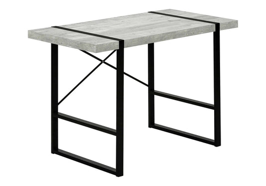 Computer desk with industrial gray wood top and black metal frame on Tampa Home & Garden Store