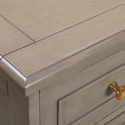 Dauphin handpainted gray cashmere entryway storage cabinet with brass knob on Tampa Home & Garden Store