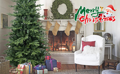 4ft green PVC and PE Christmas tree with 919 tips in a cozy living room with gifts on Tampa Home & Garden Store
