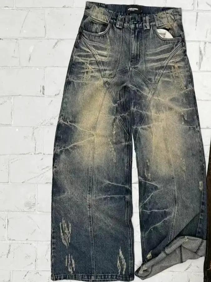 American High Street Straight Yellow mud-dyed Jeans, distressed denim by FLIPSTYLEZLLC on Tampa Home & Garden Store