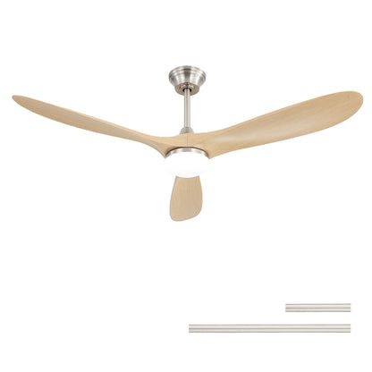 Smart ceiling fan with lights by HouseOfZazla, three wood blades and brushed nickel canopy on Tampa Home & Garden Store