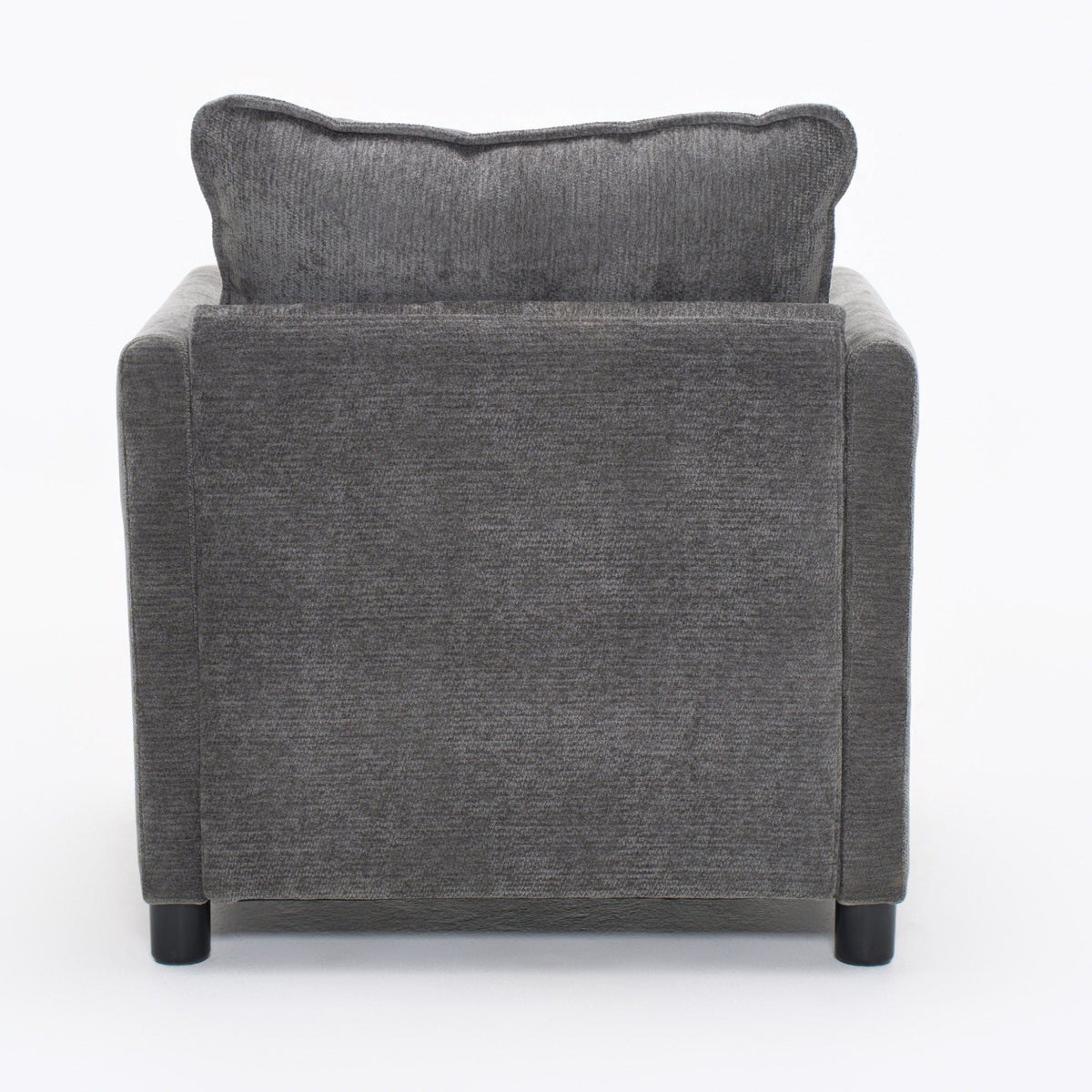 Modern Reading Armchair by HouseOfZazla in dark gray textured fabric with black legs on Tampa Home & Garden Store
