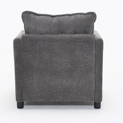 Modern Reading Armchair by HouseOfZazla in dark gray textured fabric with black legs on Tampa Home & Garden Store