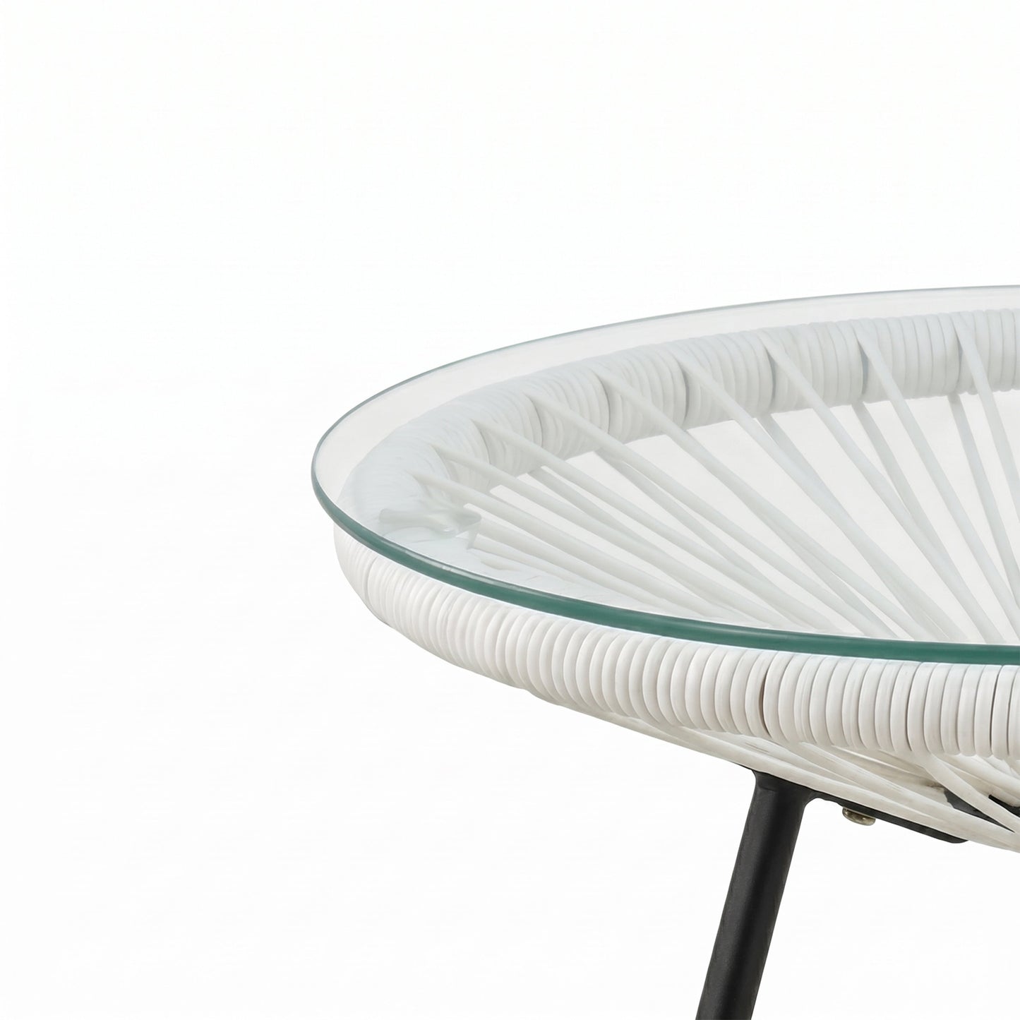 Outdoor Synthetic Wicker Glass Side Table