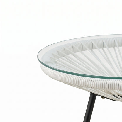 Outdoor Synthetic Wicker Glass Side Table
