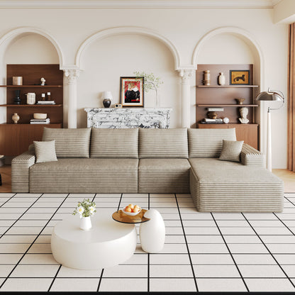 134in Cloud Sectional Couch with L-Shaped Chaise beige fabric by HouseOfZazla on Tampa Home & Garden Store