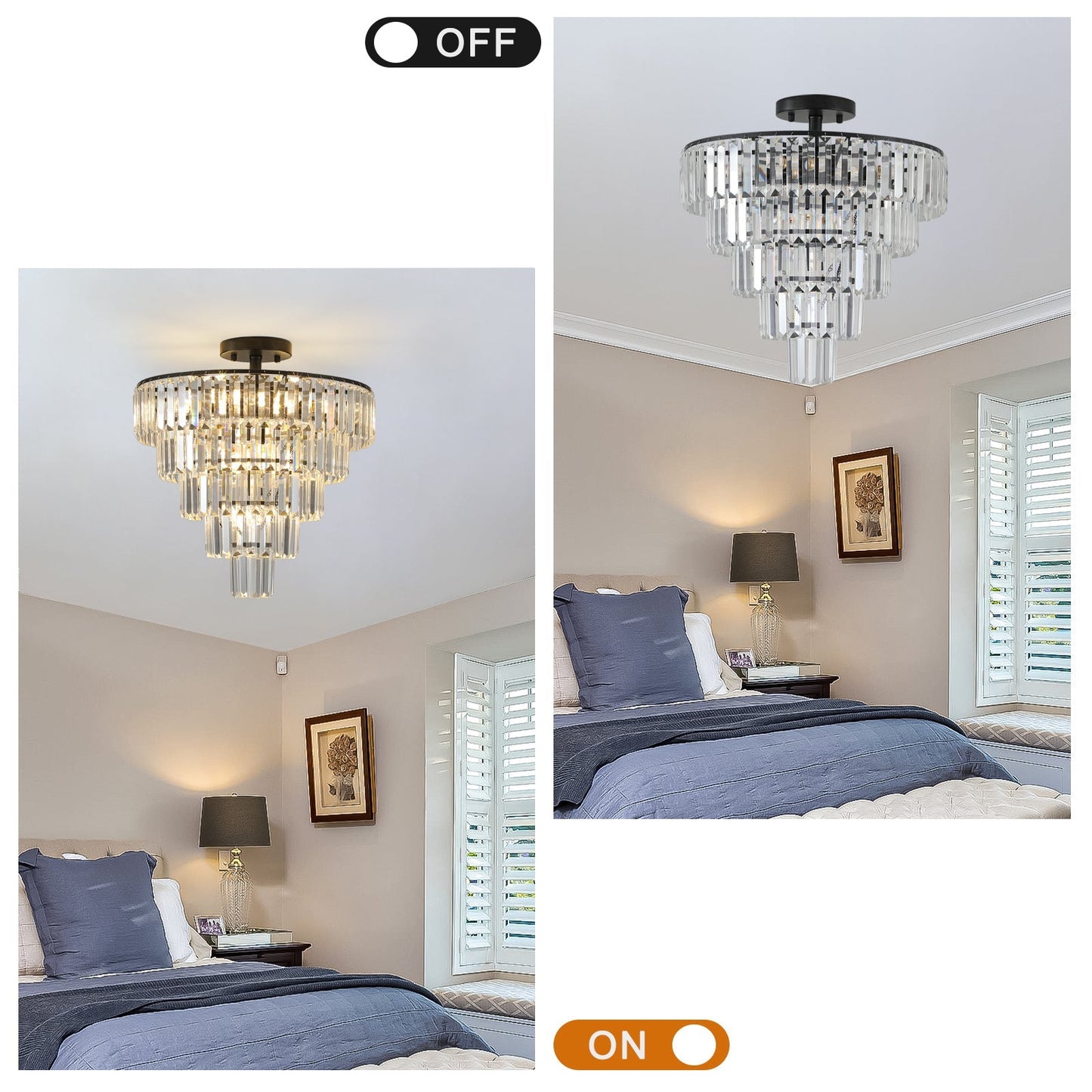 20-inch black crystal chandelier ceiling light with tiered crystal prisms by HouseOfZazla on Tampa Home & Garden Store