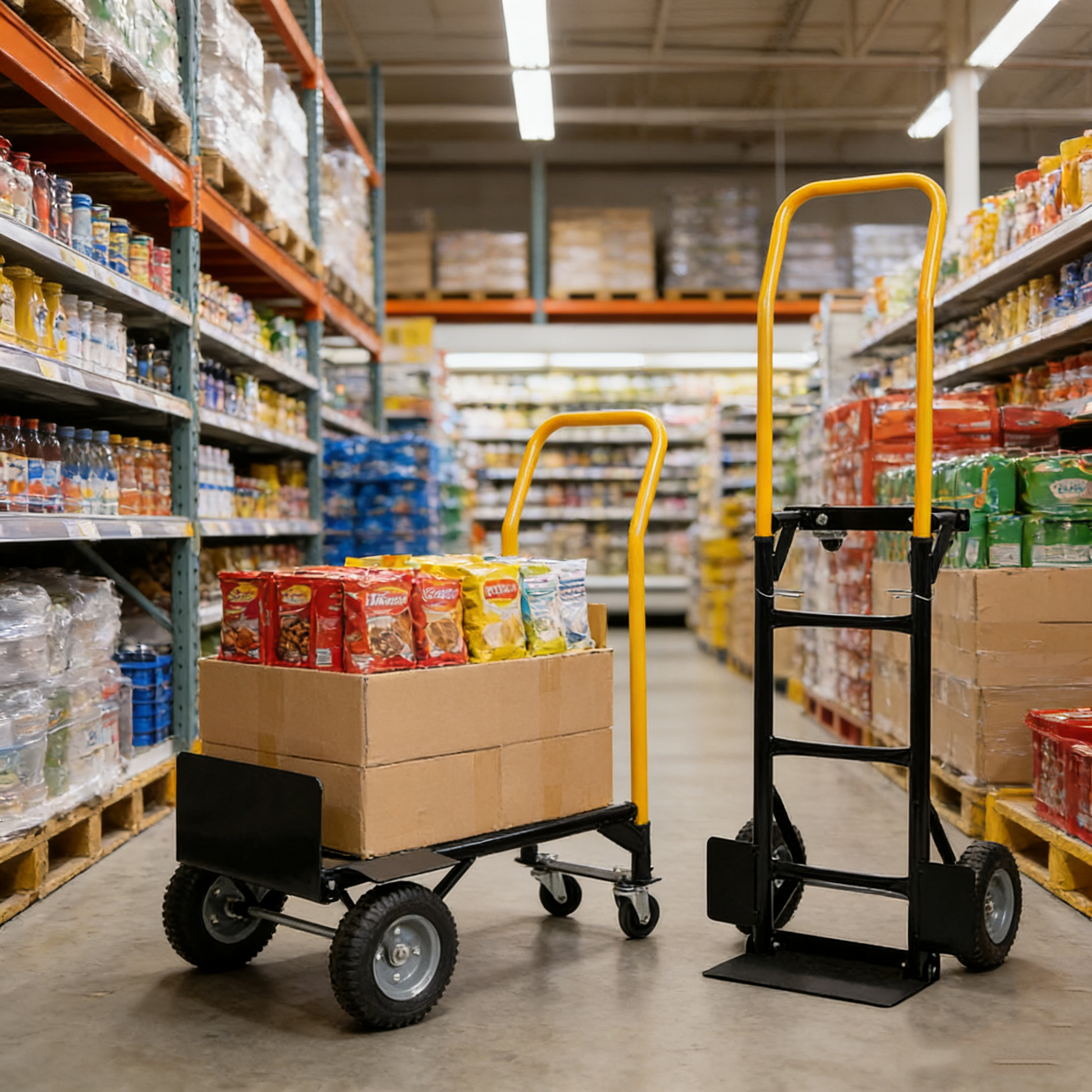 Heavy Duty Hand Truck Dolly Cart pair with yellow handles and black frame HouseOfZazla on Tampa Home & Garden Store