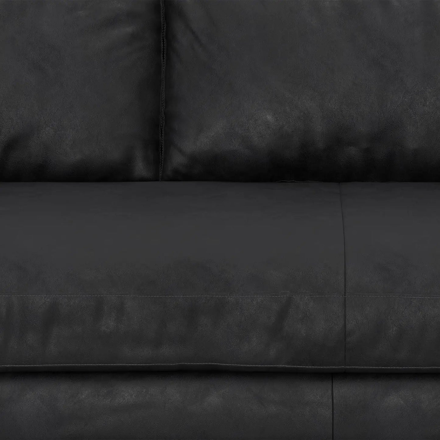 Morrison sofa and ottoman set black faux leather upholstery with white contrast stitching on Tampa Home & Garden Store