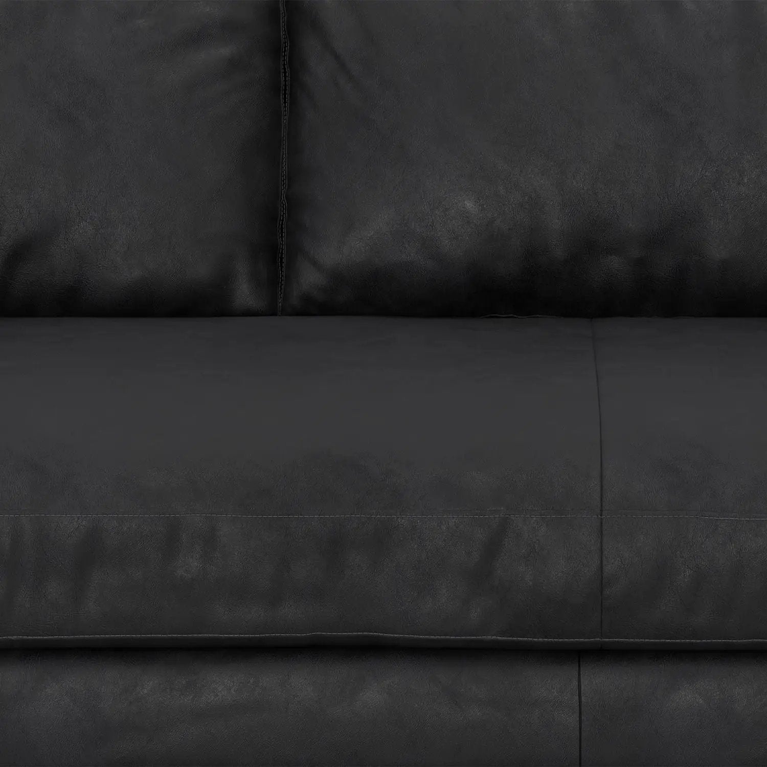 Morrison sofa and ottoman set black faux leather upholstery with white contrast stitching on Tampa Home & Garden Store