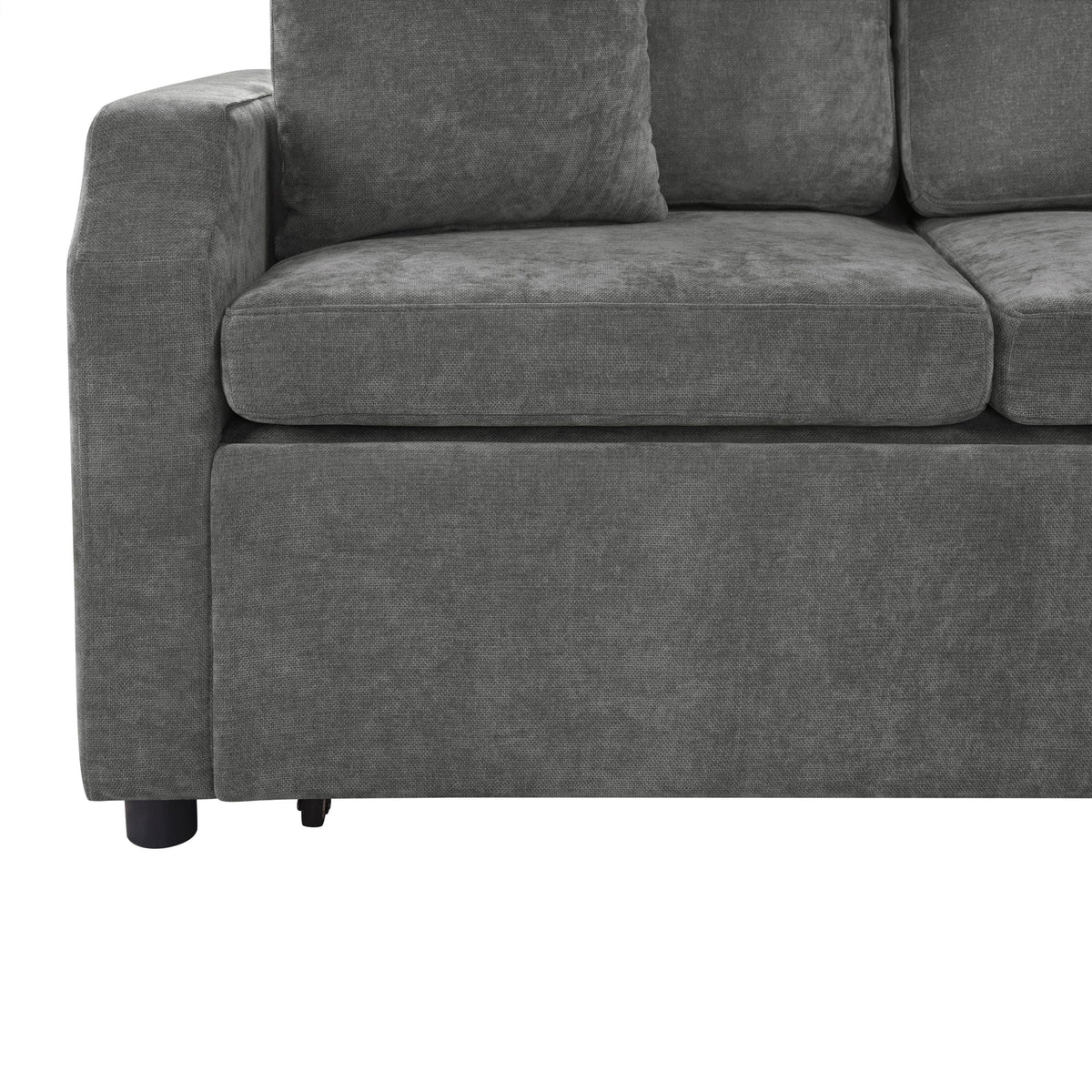 Modern L-shaped sleeper sectional sofa in gray fabric with plush cushions and black legs on Tampa Home & Garden Store