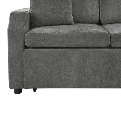 Modern L-shaped sleeper sectional sofa in gray fabric with plush cushions and black legs on Tampa Home & Garden Store