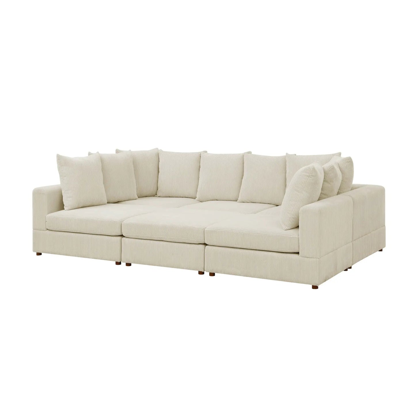Haven 6-Piece Modular Sectional in beige ribbed fabric with plush cushions by Unique Piece Furniture on Tampa Home & Garden Store