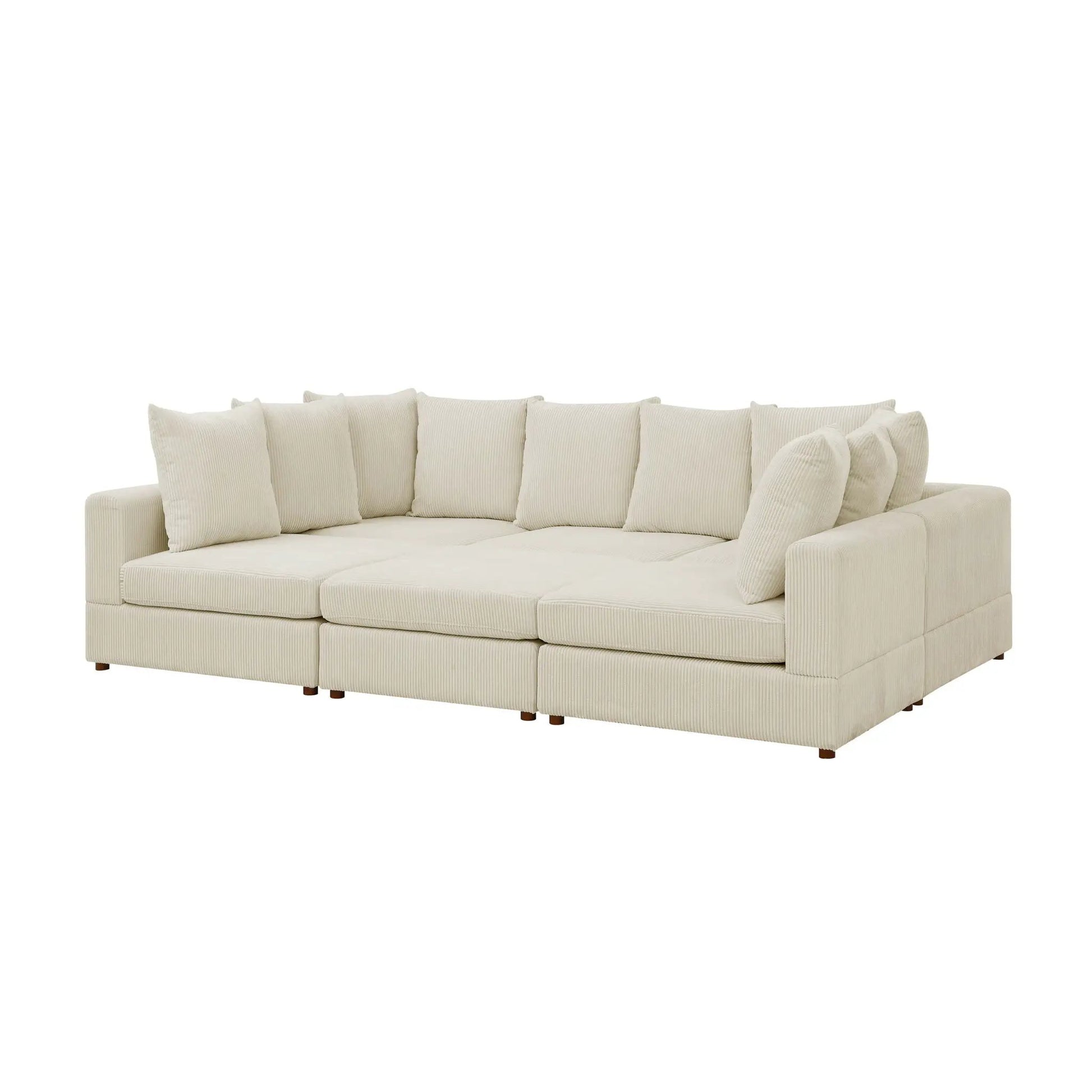 Haven 6-Piece Modular Sectional in beige ribbed fabric with plush cushions by Unique Piece Furniture on Tampa Home & Garden Store