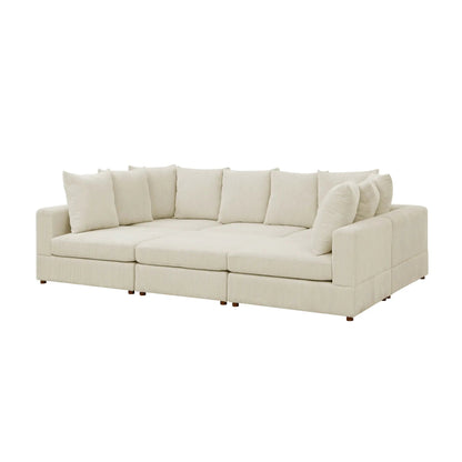 Haven 6-Piece Modular Sectional in beige ribbed fabric with plush cushions by Unique Piece Furniture on Tampa Home & Garden Store