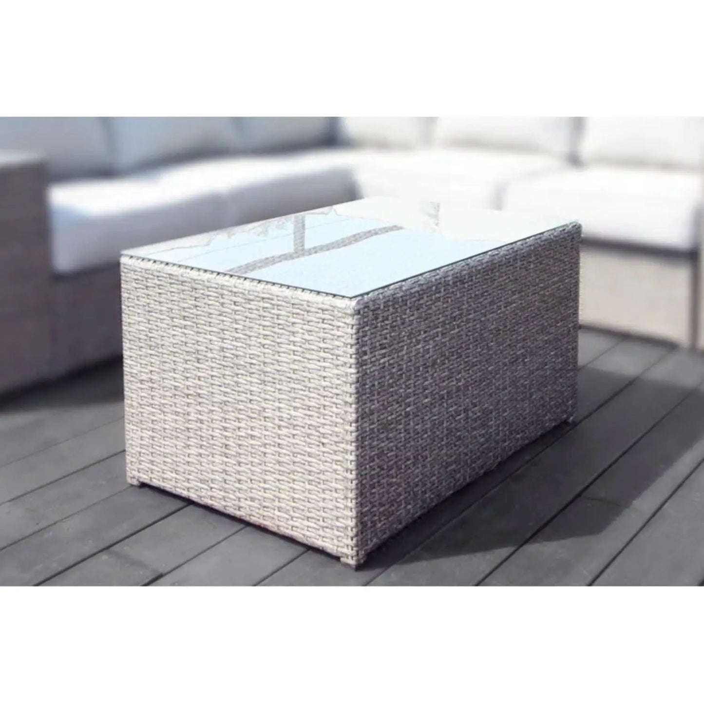 Coffee Table Stylish wicker rattan with glass top gray finish Unique Piece Furniture on Tampa Home & Garden Store