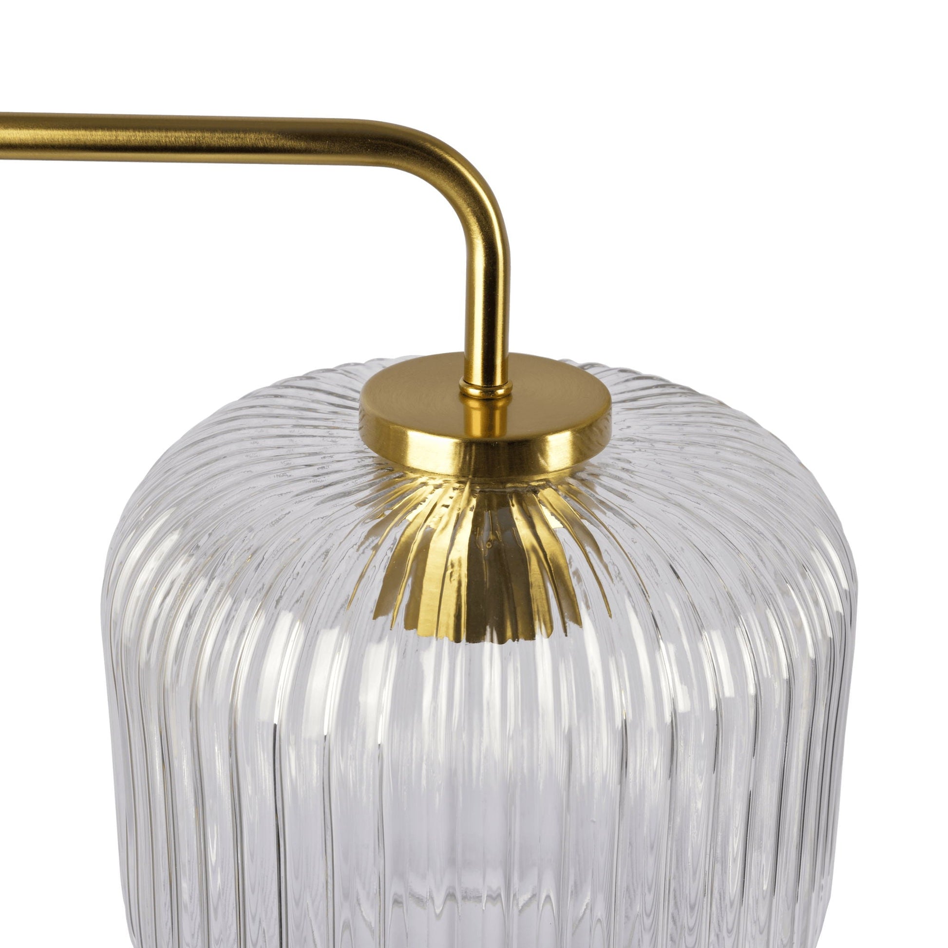 Haven clear glass table lamp with gold hardware and ribbed shade, white marble base on Tampa Home & Garden Store