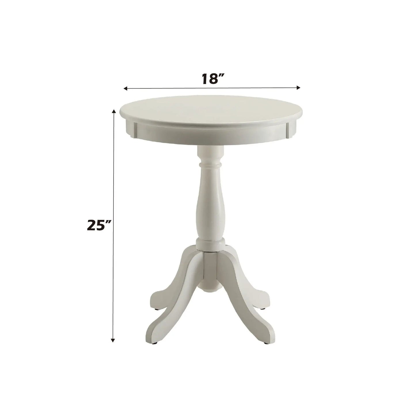 Round Pedestal Accent Table White Cottage Style