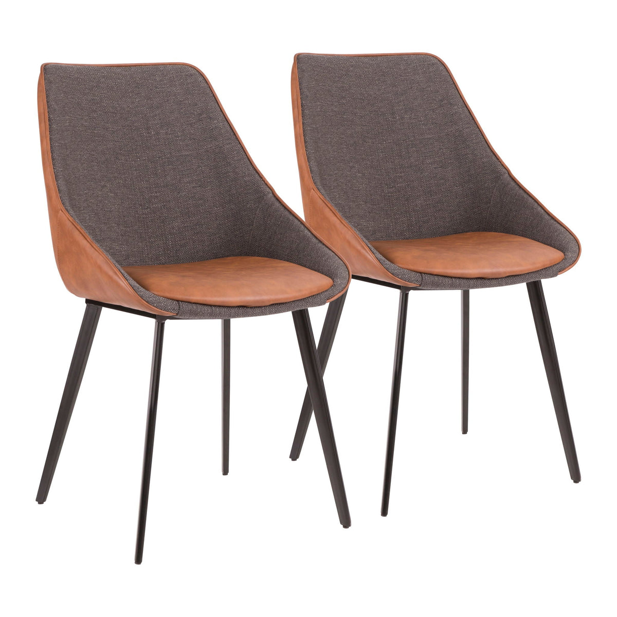 Two-tone chair set with cushioned gray fabric and brown leatherette trim, 2 chairs on Tampa Home & Garden Store