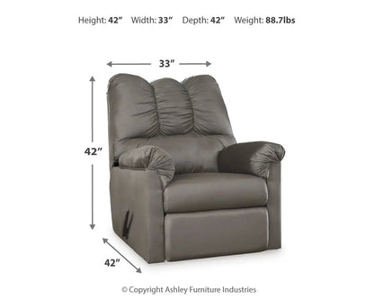 Darcy Rocker Recliner by Unique Piece Furniture in gray-brown leather-look upholstery on Tampa Home & Garden Store