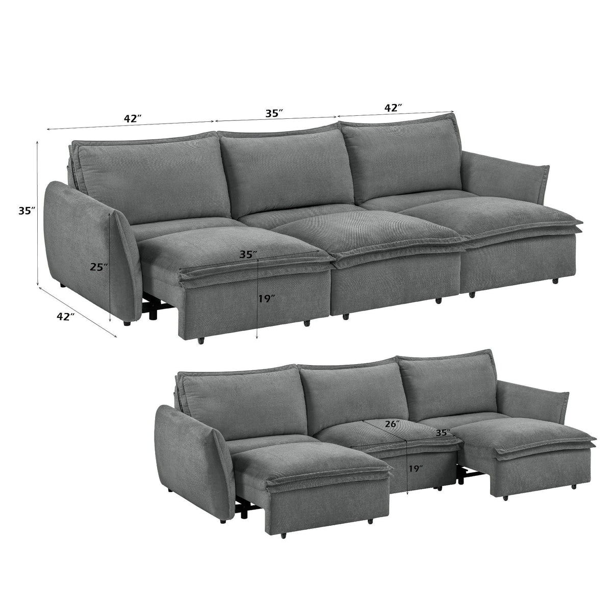 Eaden Gray Power Sofa and Full Foam Sleeper