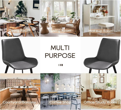 Modern dining chair set of 2 with dark gray faux leather seats and metal legs on Tampa Home & Garden Store
