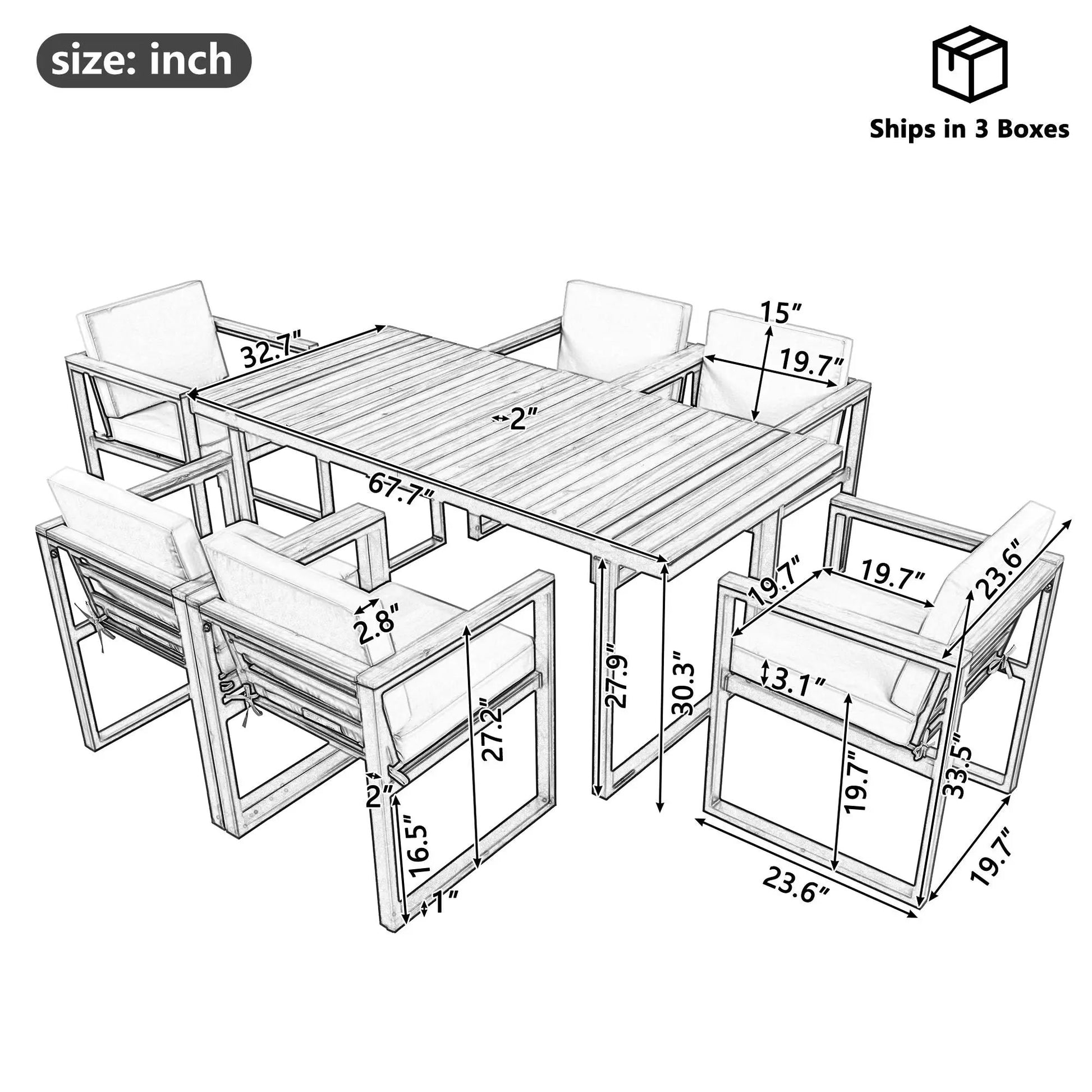 7 Piece Outdoor Dining Set with removable cushions table & chairs Unique Piece Furniture on Tampa Home & Garden Store