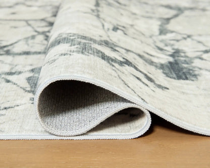 Tobinbury Washable Faux Fur Rug Gray Abstract