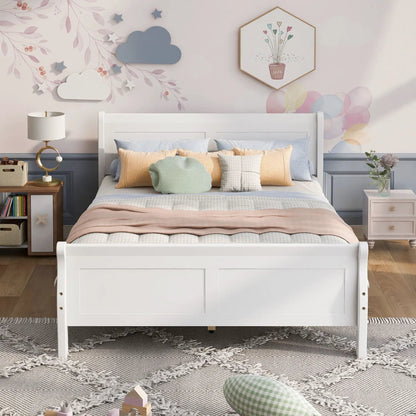 White platform bed frame with headboard and footboard, slat support by Unique Piece Furniture on Tampa Home & Garden Store