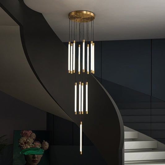 All Copper Duplex Staircase Long Chandelier - Tampa Home & Garden Store