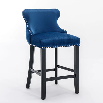 Contemporary Wing-Back Barstools with Tufting
