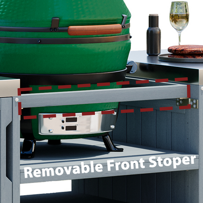 K&K 66.5in Outdoor Kitchen Island with Big Green Egg grill, wood handle, HouseOfZazla on Tampa Home & Garden Store