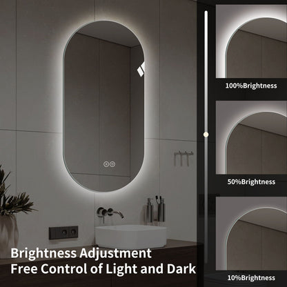 Smart LED wall mirror pearl silver with touch control and adjustable lighting HouseOfZazla on Tampa Home & Garden Store