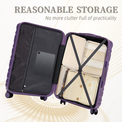 HIFINE 3-Piece ABS Spinner Wheel Luggage Set purple with interior pockets HouseOfZazla on Tampa Home & Garden Store