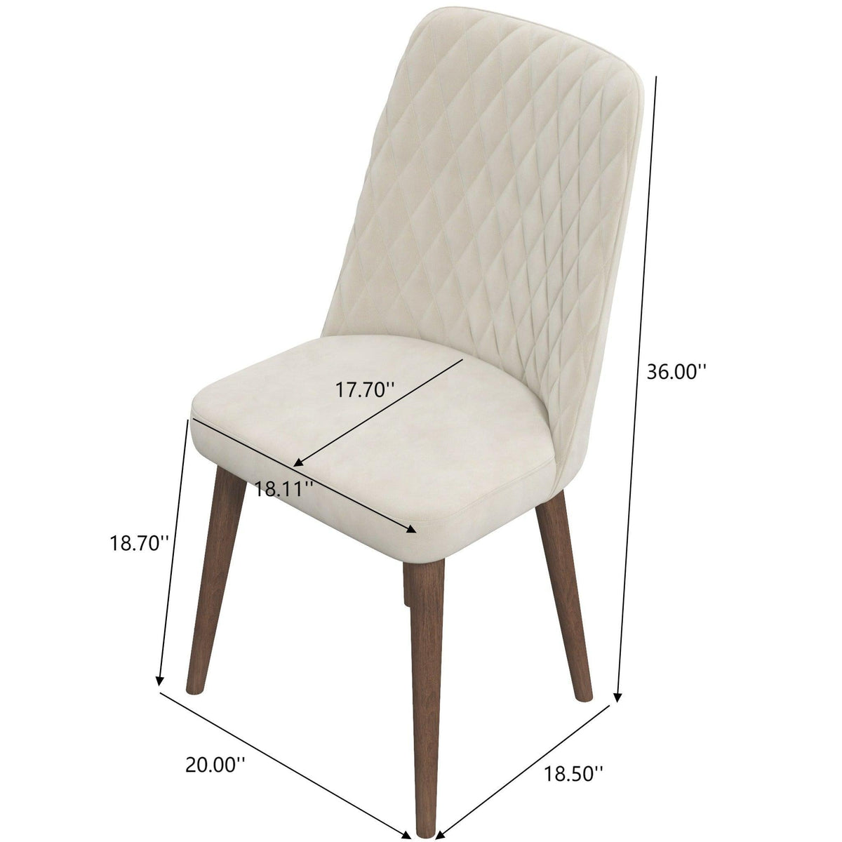 Mid-Century Modern Dining Chair Set of 2 beige quilted upholstery with wood legs HouseOfZazla on Tampa Home & Garden Store