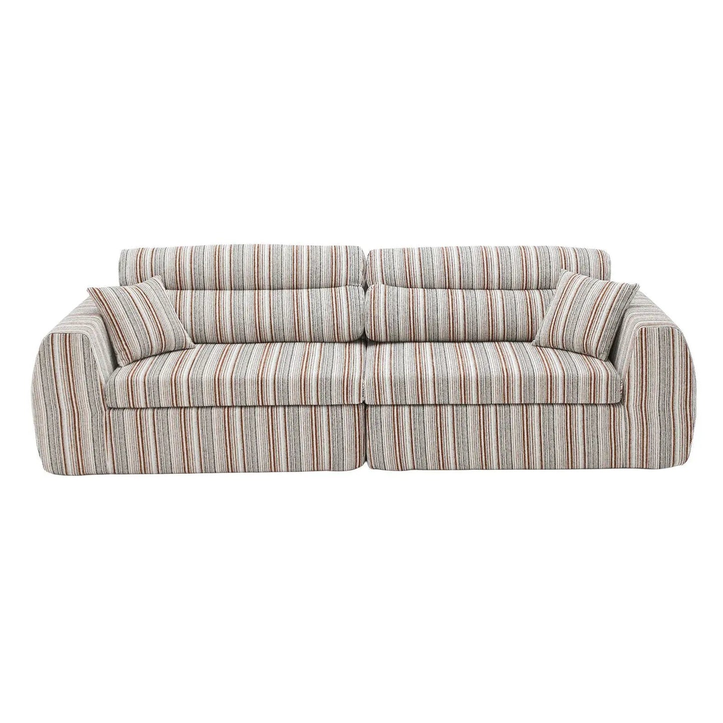 3 Seater striped couch with two pillows in beige-brown-gray fabric by Unique Piece Furniture on Tampa Home & Garden Store