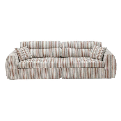 3 Seater striped couch with two pillows in beige-brown-gray fabric by Unique Piece Furniture on Tampa Home & Garden Store