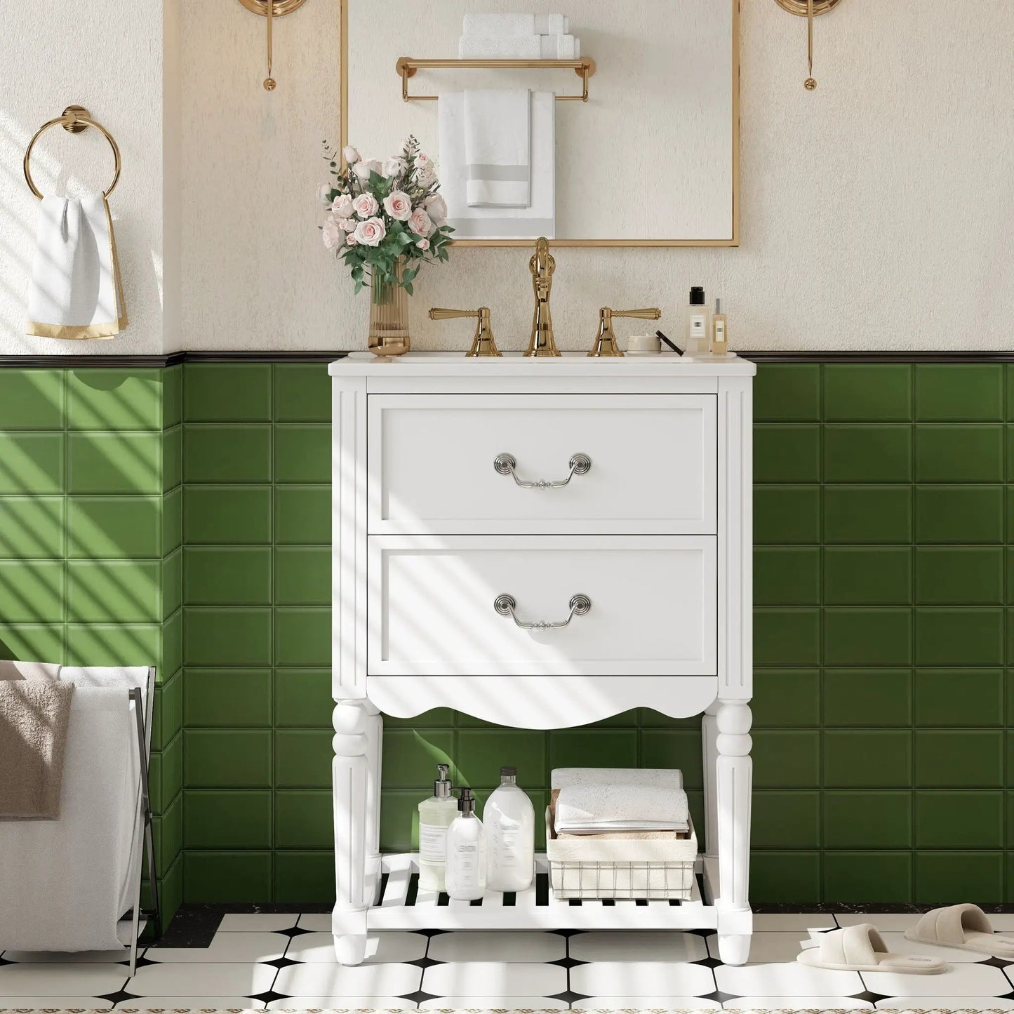 Wave Design Bathroom Vanity with Sink and Drawers