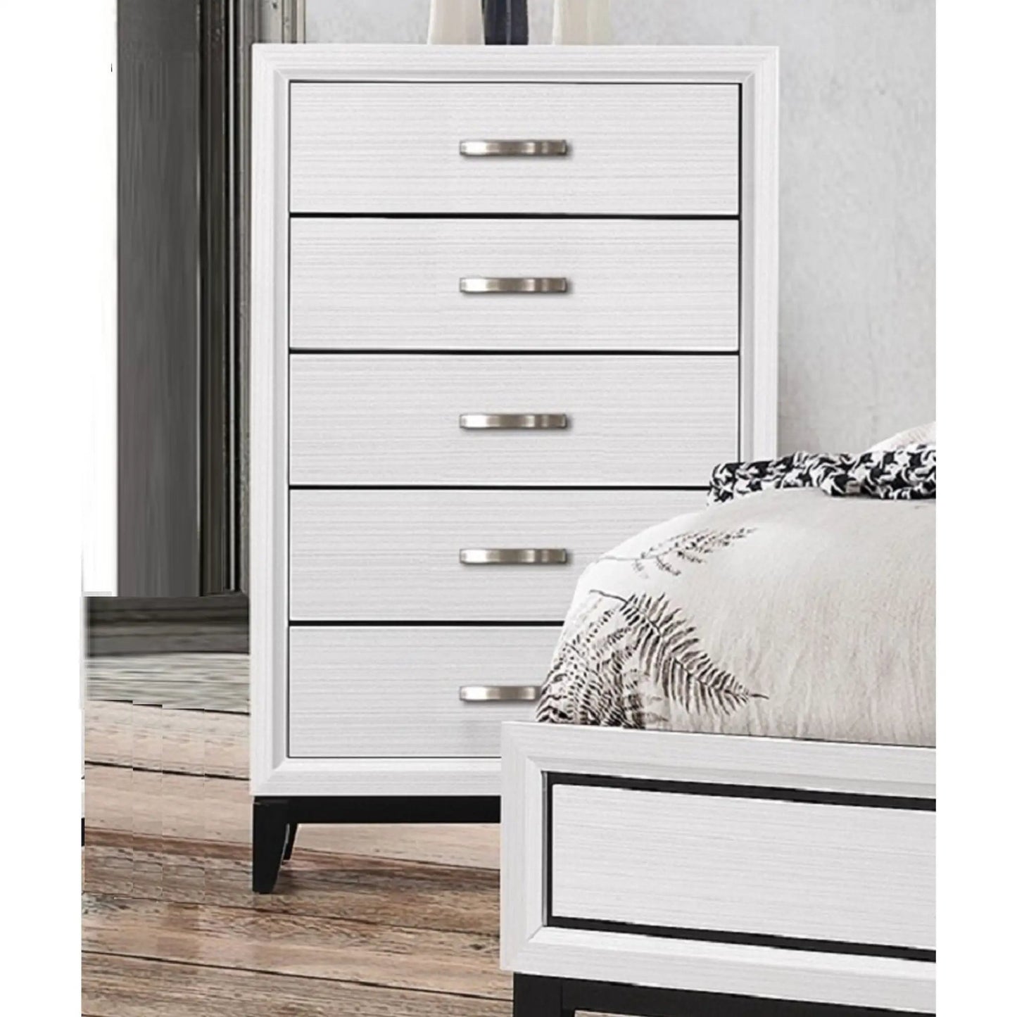 Contemporary 5 Drawer Tall Chest with Finish