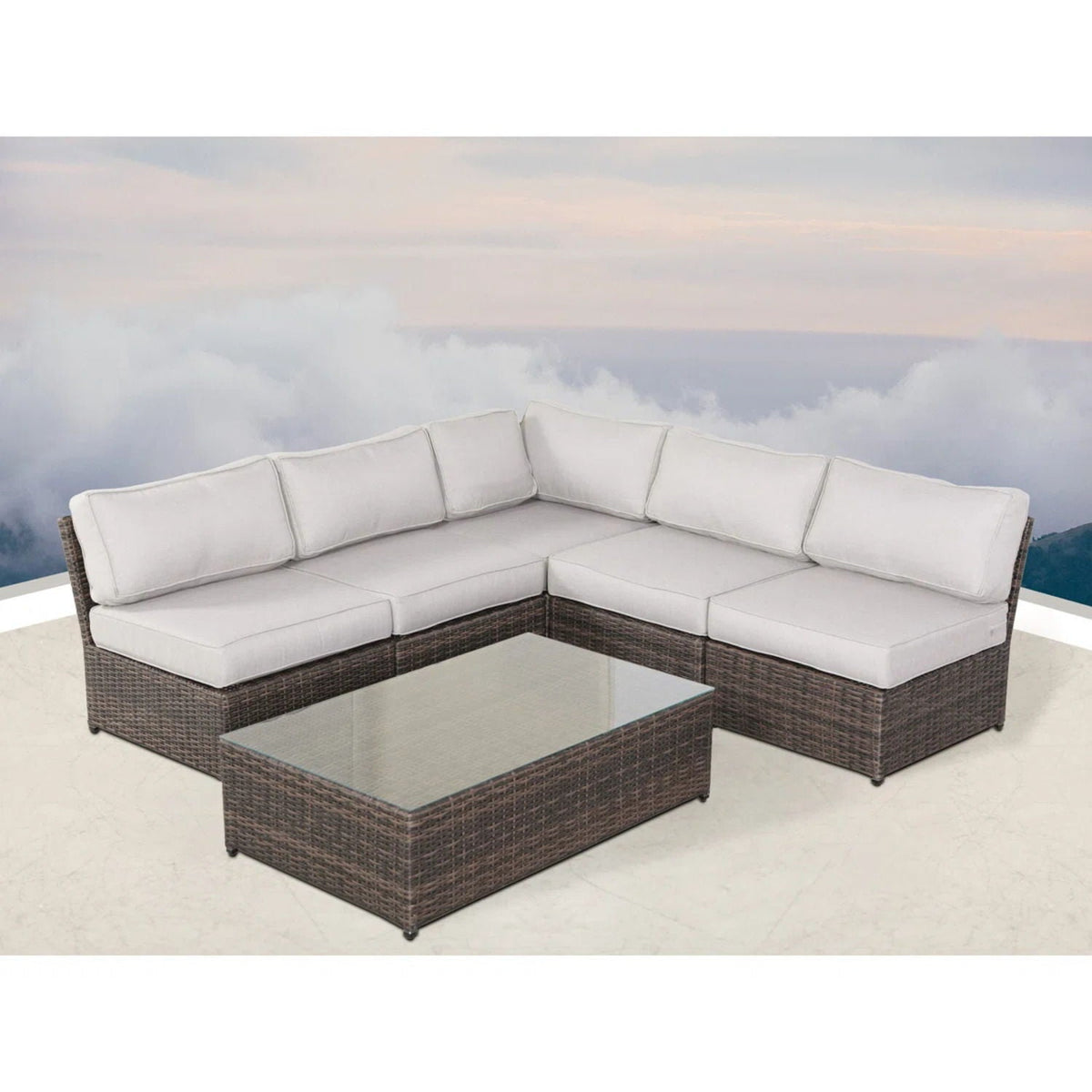 2-piece outdoor rattan sectional sofa set with beige cushions by HouseOfZazla on Tampa Home & Garden Store