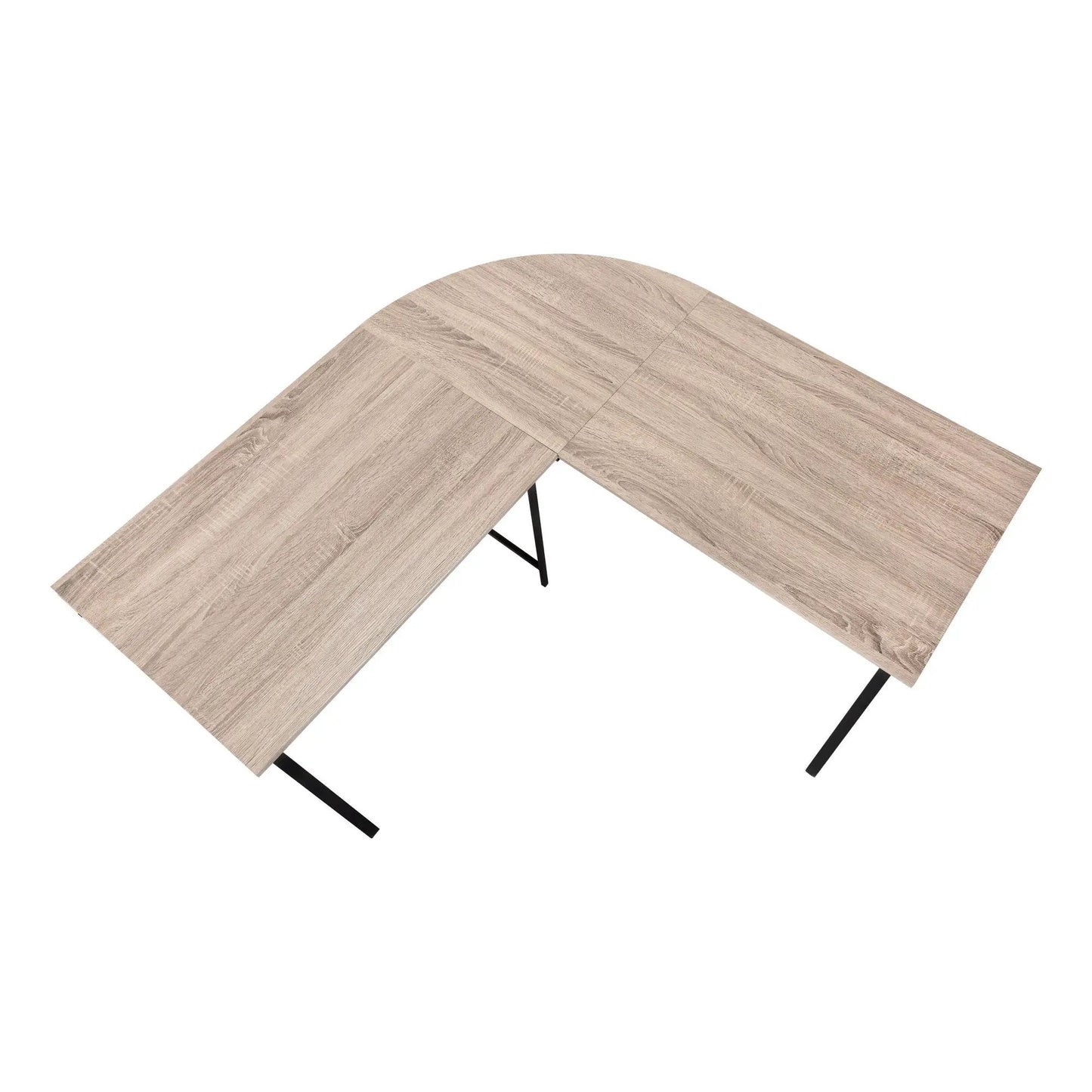 Corner computer desk, L-shaped, wood grain top, black metal legs by Unique Piece Furniture on Tampa Home & Garden Store