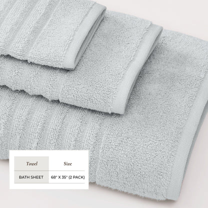 Luxury Combed Cotton and Ribbed Bath Towels