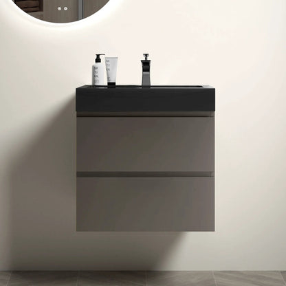 Alice black wall-mounted floating vanity with one-piece sink and large storage on Tampa Home & Garden Store