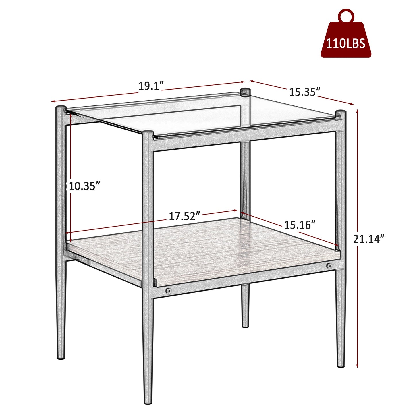 Set of 2 rectangle end tables gray glass by HouseOfZazla on Tampa Home & Garden Store
