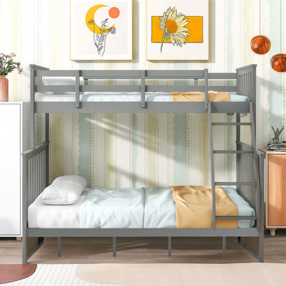 Bunk Bed With Ladder and Safety Guard Rails gray finish by HouseOfZazla on Tampa Home & Garden Store