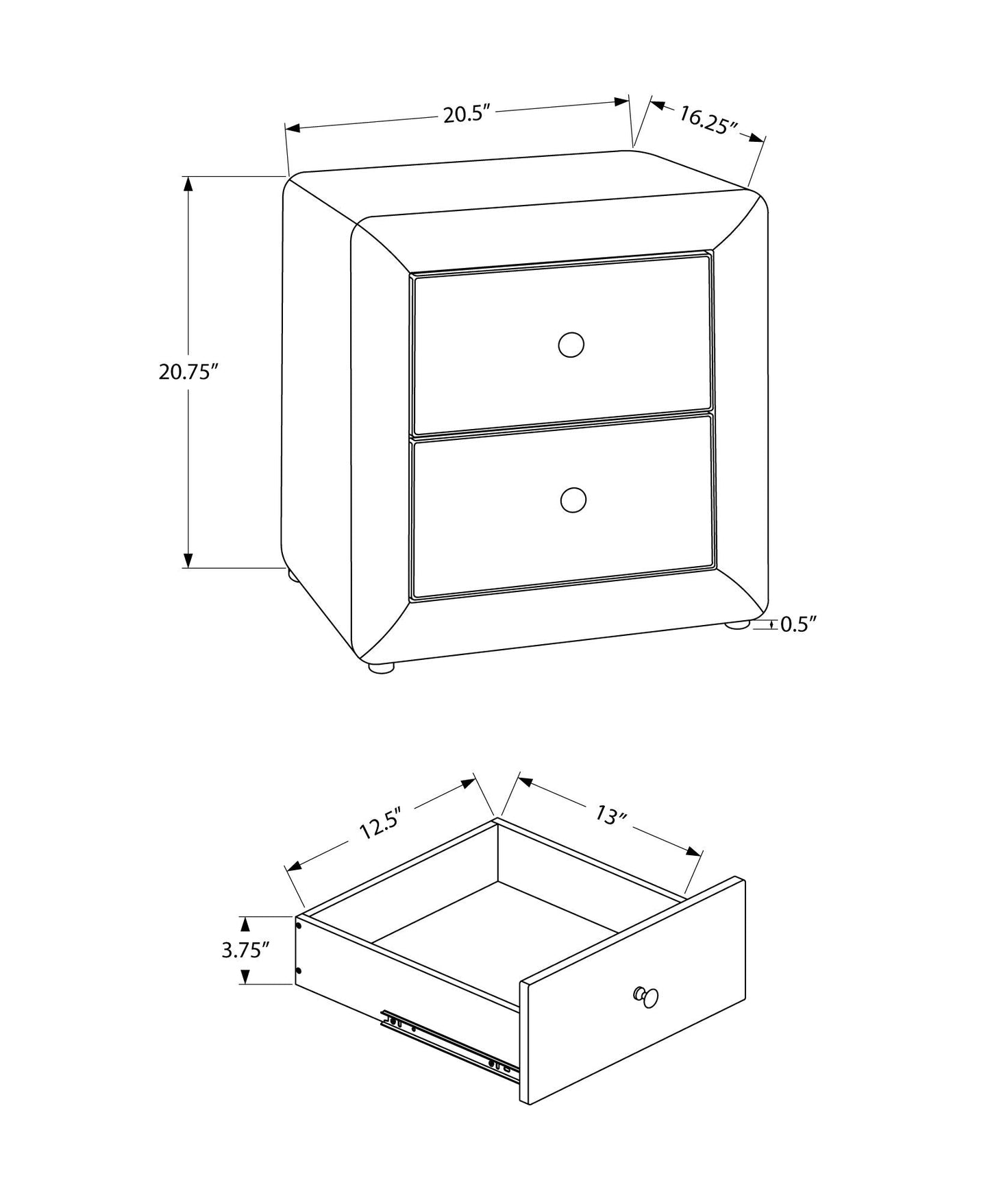 Nightstand With Upholstered Drawer For Bedroom