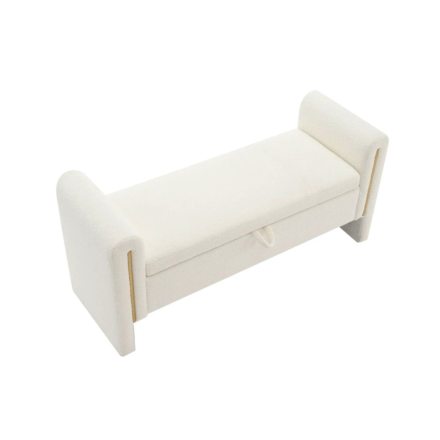 Bed End Bench Teddy upholstered with arms and storage in cream boucle Unique Piece Furniture on Tampa Home & Garden Store