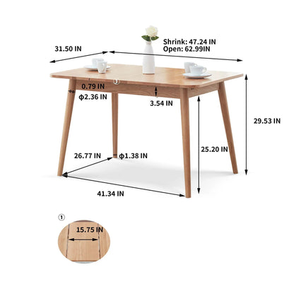 Round corner diagonal-leg telescopic dining table for 6–8, natural wood Unique Piece Furniture on Tampa Home & Garden Store